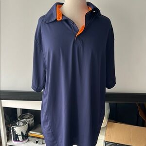 EIS  xl men’s  Navy Blue Polo Shirt with Orange Accents